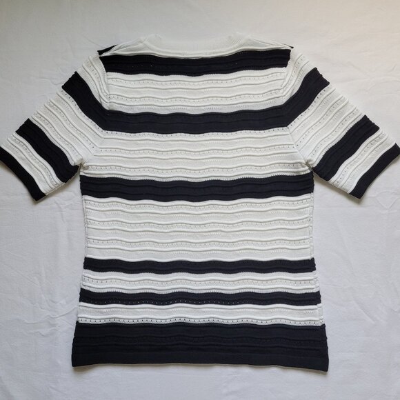 Nanette Lepore Short Sleeve White & Black Striped Sweater Womens Size Small - Picture 9 of 10